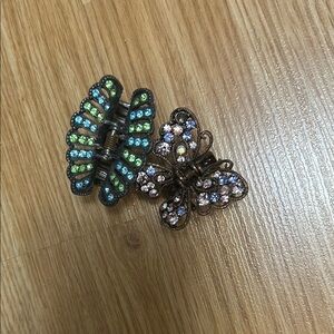 Butterfly Hair Clip with Multicolor Rhinestones